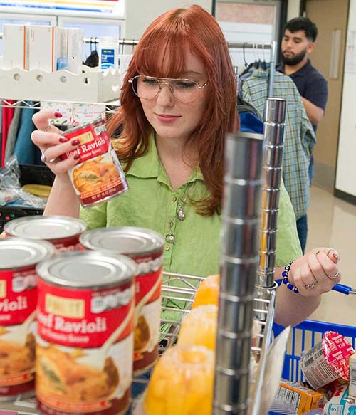 San Jacinto College student visiting the food pantry