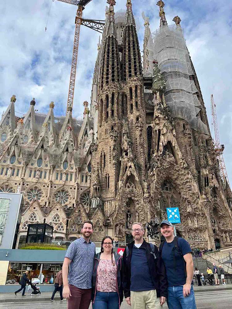 Professor with students in Spain